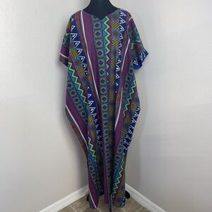 Vintage J. Peterman Kaftan Women's Size S/M Multicolor Geometric‎ Aztec Pockets